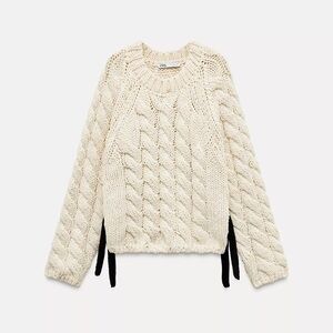 Zara Cable Knit Sweater with Side Straps Size S